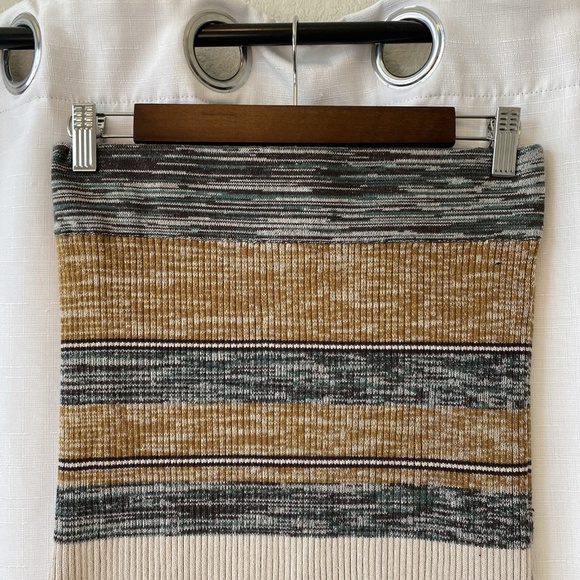 prAna Acadia Midi Skirt Peacock Multicolor Stripe Ribbed Knit Size Small - Picture 2 of 9